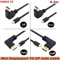 Cable Mini DisplayPort Macho Chapado Oro 90° Vídeo HD Monitor