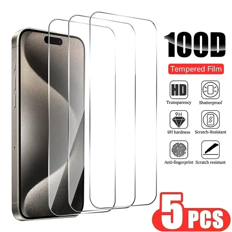 Protector de pantalla de vidrio templado para IPhone, película protectora de pantalla para IPhone 14, 13, 11, 15 Pro Max, 12 Mini, I Phone, XS, XR, X, 8, 7 Plus, I15, 3-5 unidades