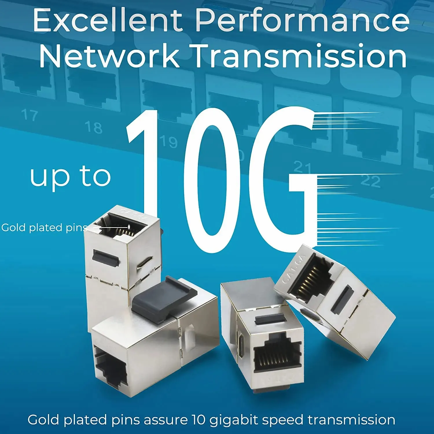 ZoeRax Panel de parche de 24 puertos Cat6A Cat7 con soporte Keystone 10G, Panel de parche de acoplador Keystone Jack STP blindado de 19 pulgadas - imagen 4