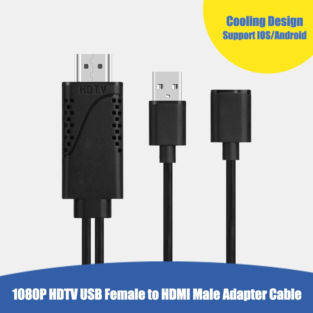 USB Female to HDMI-compatible Male 1080P HDTV TV Digital AV Adapter Cable Wire Cord - imagen 4
