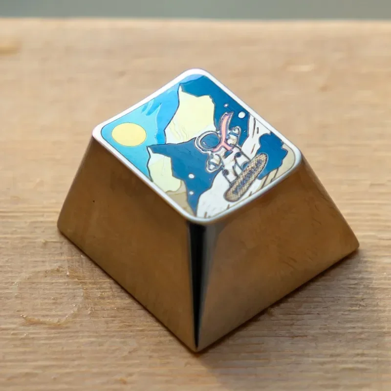 Keycap con tema de astronauta, Metal CNC, aleación de titanio, tallado a mano, perfil de cereza hecho a mano, personalizado, Teclado mecánico, regalos - imagen 5