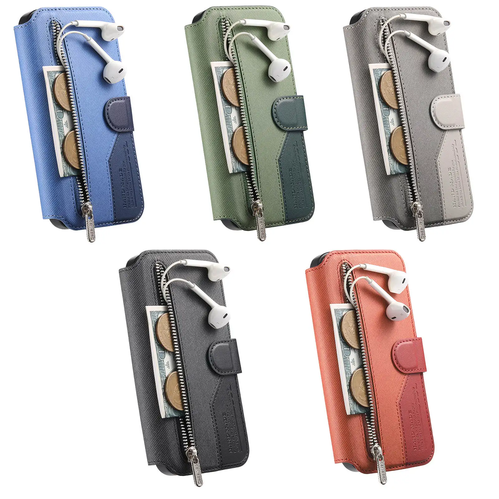 Funda de cuero tipo billetera Solt con tarjetas con cremallera 2 en 1 para iPhone 17 Pro Max 16 Plus 15 14 13 12 11, funda con soporte de bolsillo con tapa - imagen 3