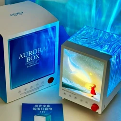 Altavoces Bluetooth con ruido blanco, caja de música portátil Vintage para ayuda para dormir, Subwoofer estéreo inalámbrico, lámpara de proyección de ondas de agua