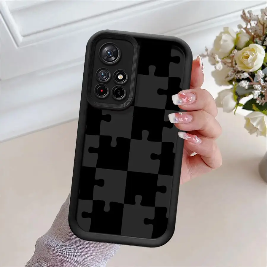 Funda de teléfono suave de TPU para Xiaomi Redmi 13C 9C 10A 12C 9T A3 A5 10C A2 A1 Plus 14C 9A divertido rompecabezas negro - imagen 2