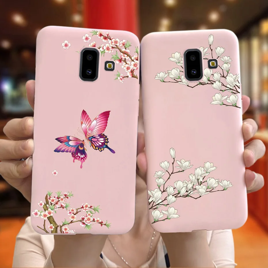 Funda de silicona suave para Samsung Galaxy J6 Plus 2018, bonita funda de TPU con patrón de flor Buttefly para Samung J6 J 6 J6Plus - imagen 3