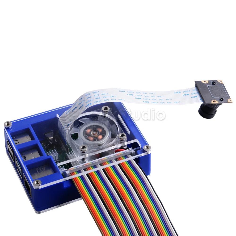 Caja de cierre transparente y azul de plástico ABS con ventilador de refrigeración grande, disipador de calor de 40*40*10mm para Raspberry Pi 4 B - imagen 5