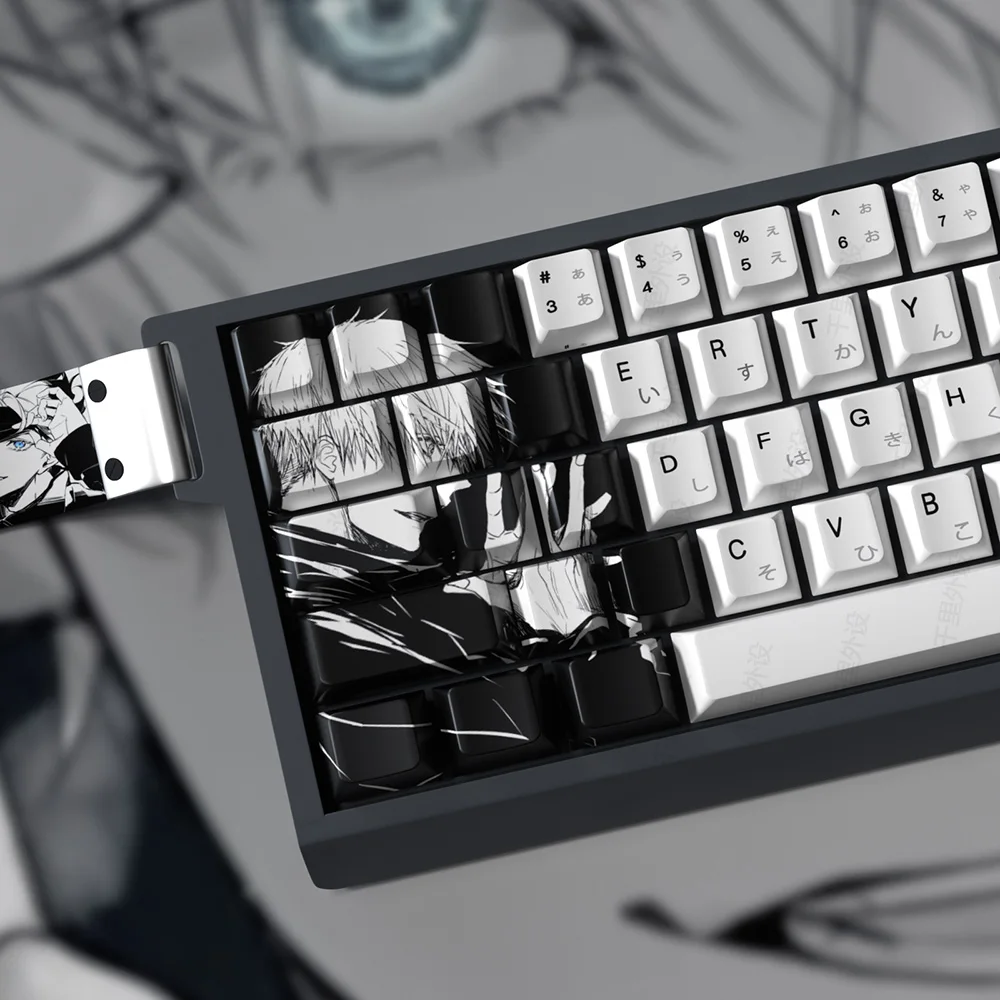 Juego de teclas de Anime con tema Satoru Gojo, teclas de teclado de sublimación PBT, teclas de perfil de cereza personalizadas para teclado mecánico de 105 teclas - imagen 4