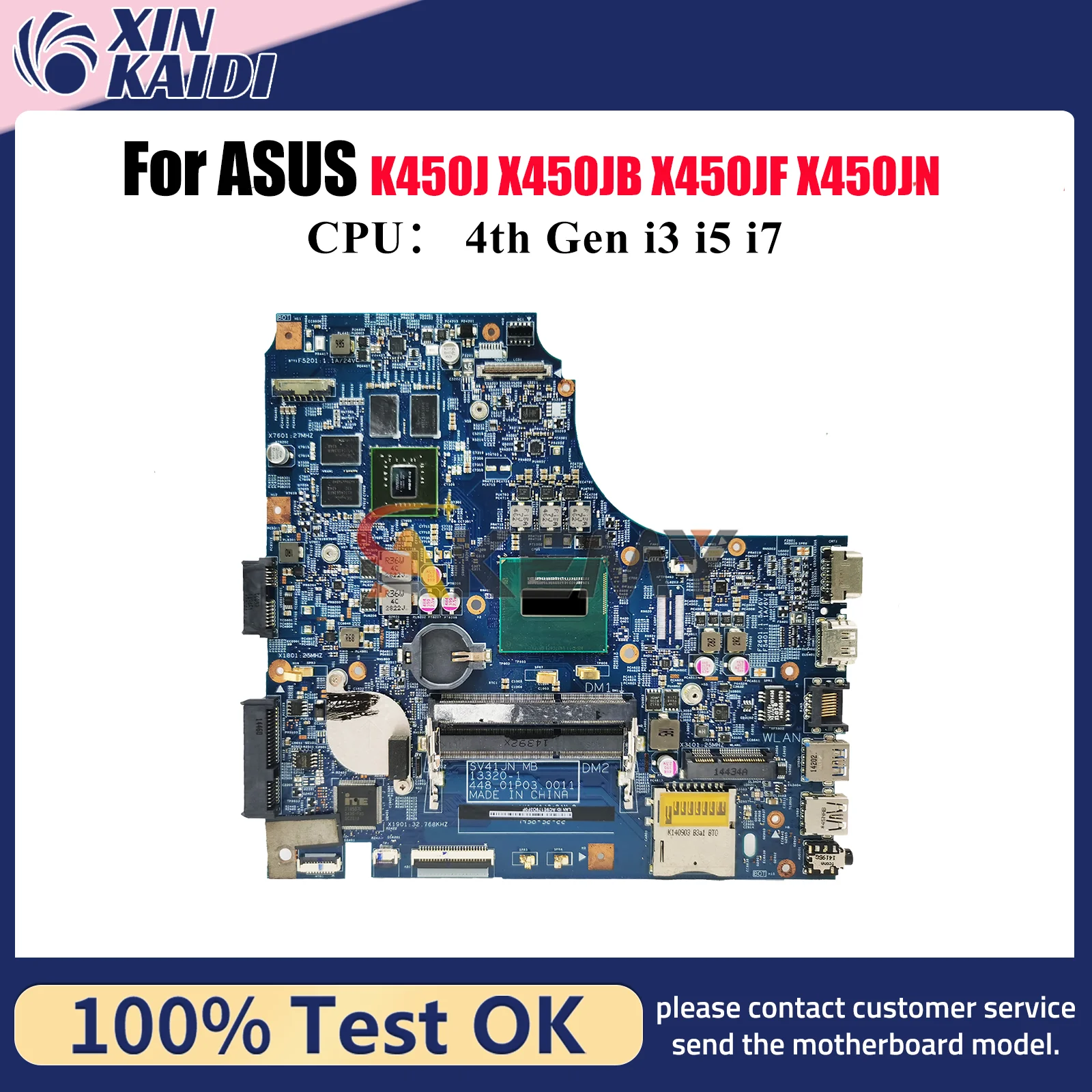 Placa base para ordenador portátil X450JN para ASUS VivoBook X450JN X450JF X450J SV41J A450J K450J X450JB placa base para portátil con CPU i3 i5 i7