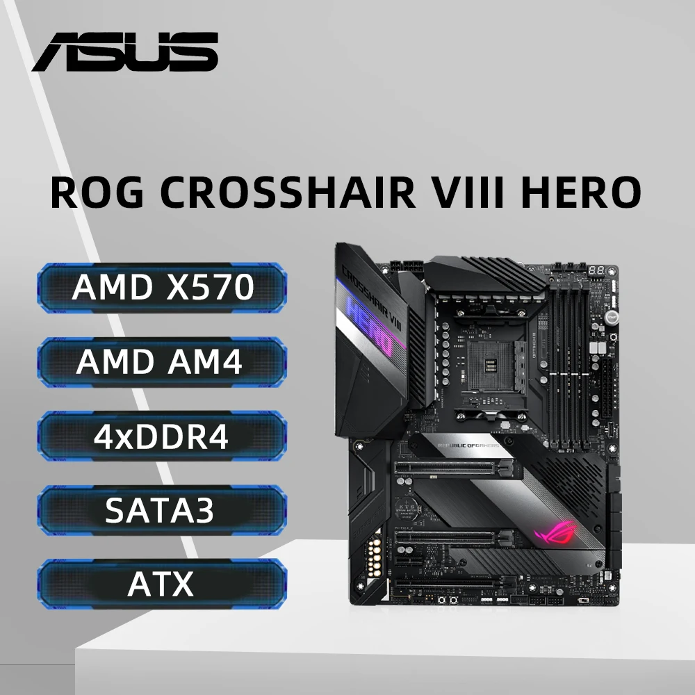 Placa base ASUS ROG CROSSHAIR VIII HERO X570 ATX Gaming AM4 compatible con placa base 5500 5600G 5700X 5800X3D CPU DDR4 NVME M.2