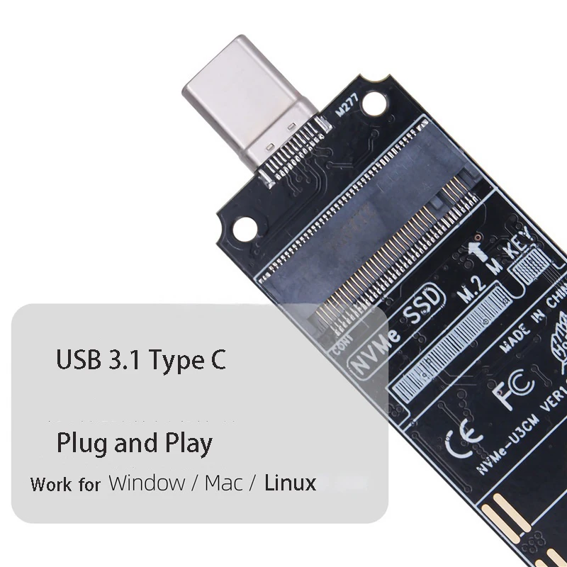 Disco duro M.2 NVME a USB 3,1, tarjeta convertidora, disco duro SSD a tipo C tipo A, adaptador extensible, tarjeta de expansión M.2 NVME - imagen 2