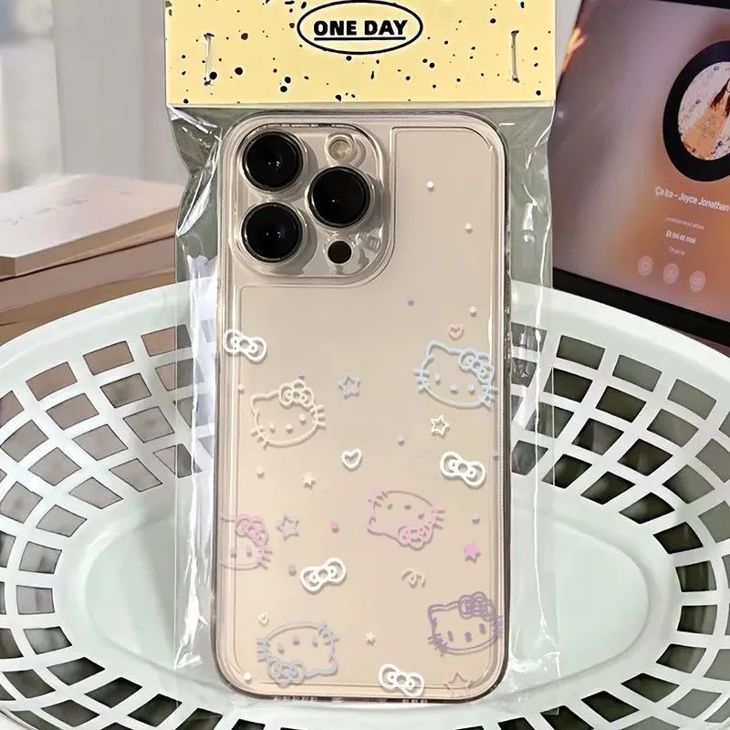 Sanrio Hello Kitty Bow-funda de teléfono encantadora para iPhone 16 15 14 13 12 11 Mini Pro Max X XR XSMax 7 8 Plus, funda transparente Y2K para chica - imagen 4