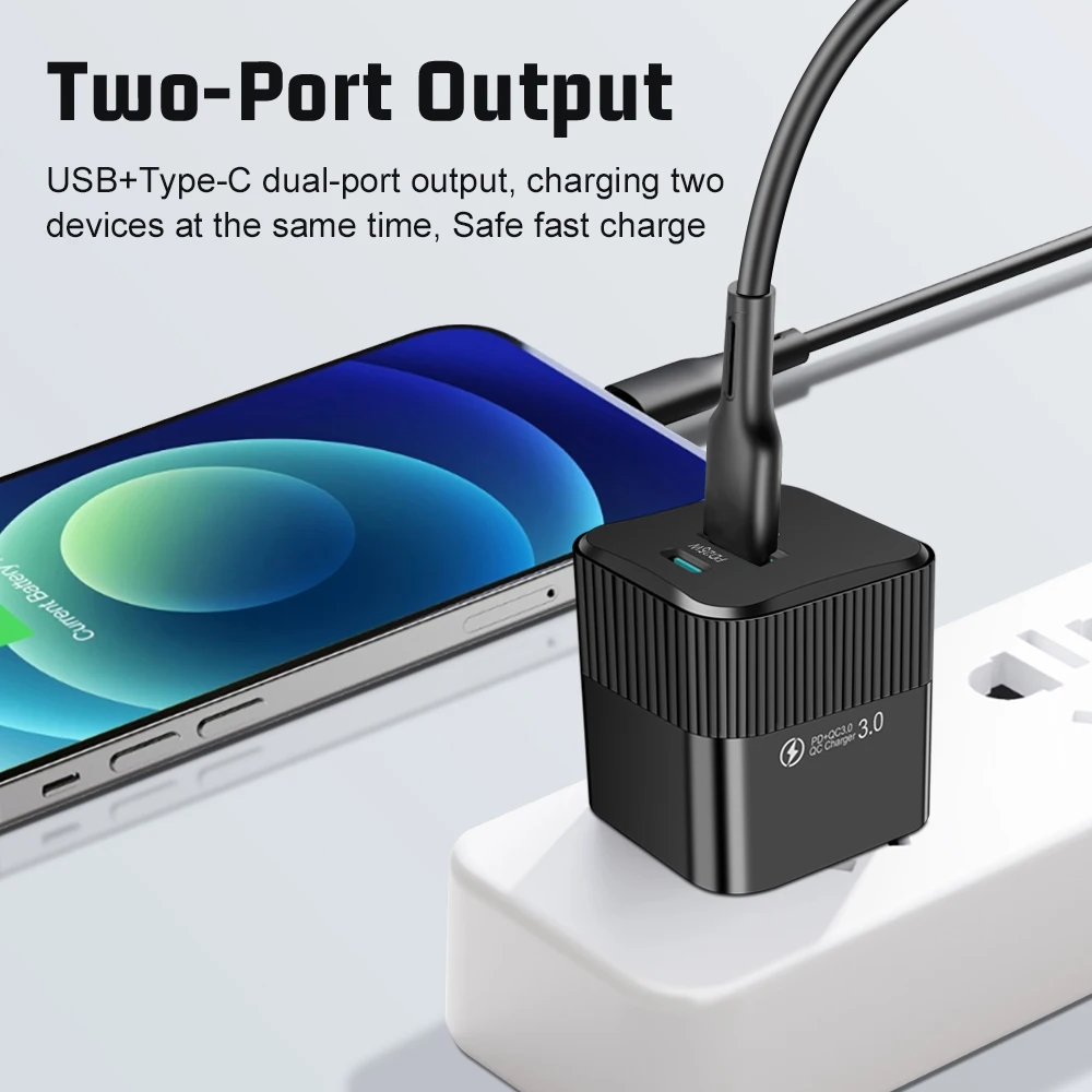 Cargador de teléfono rápido PD 25W, cargador de pared tipo C de carga rápida para iPhone, Xiaomi, Samsung, Huawei, enchufe UE/EE. UU., adaptador de cargador de teléfono USB - imagen 2