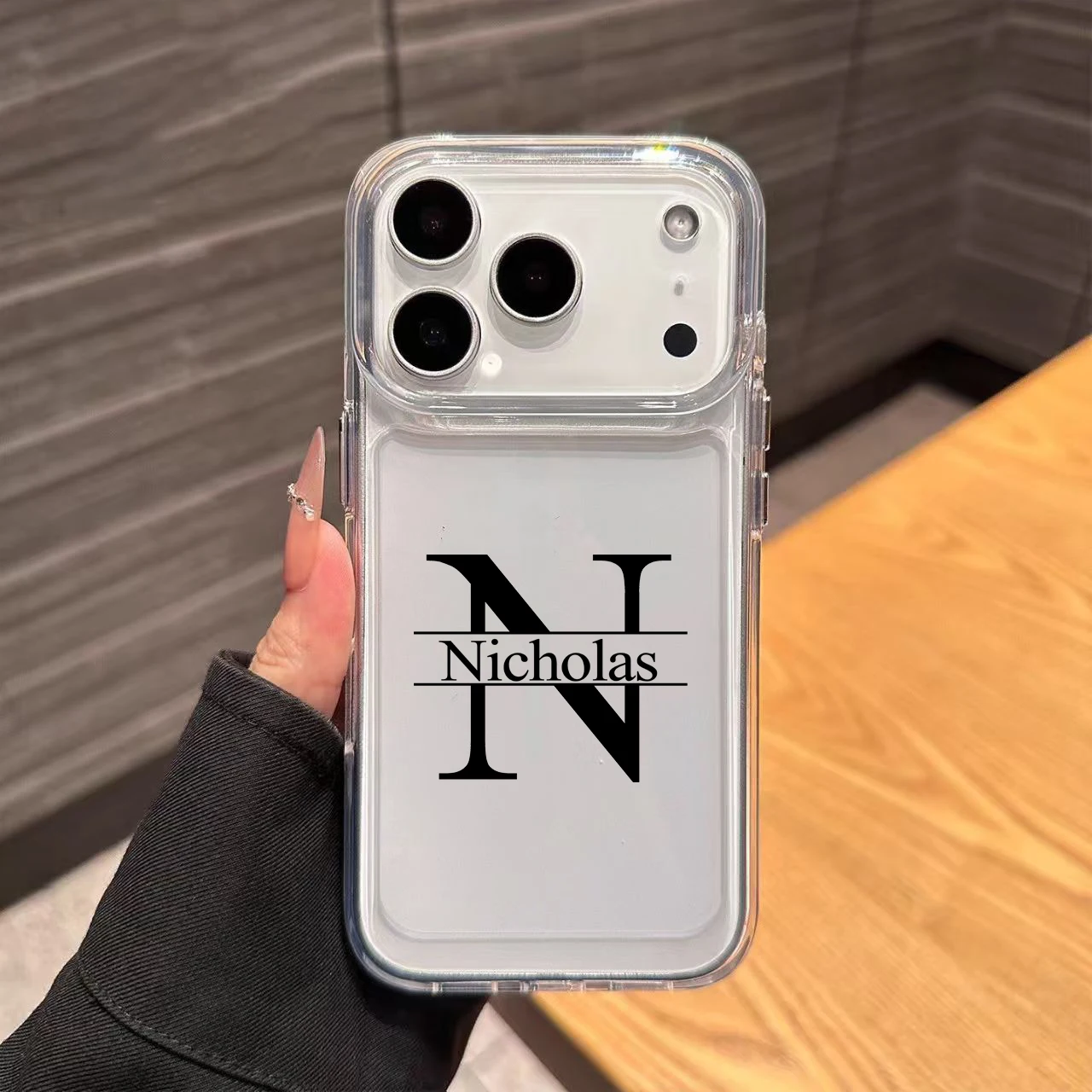 Funda de teléfono personalizada con nombre y letras grandes para Iphone17 16 15 14 13 12 11Pro Max Plus, fundas de TPU suaves y transparentes de lujo a prueba de golpes