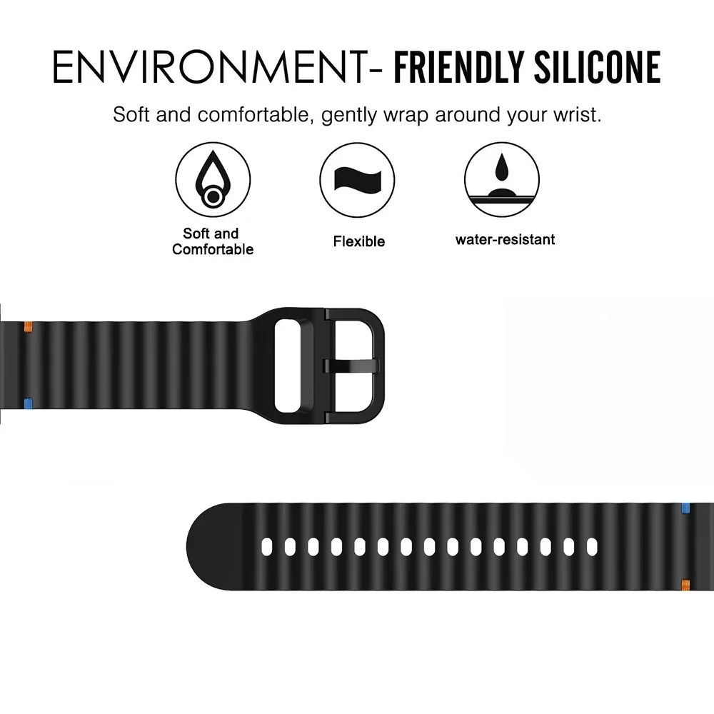 Correa de reloj de 22mm y 20mm para Huami Amazfit BALANCE Band GTR 4 2 2E GTR3 Pro/GTS 4/2 mini GTS 3/Bip 3 Pro U S pulsera ondulada de silicona - imagen 4