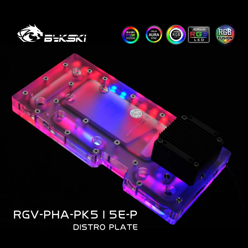 BYKSKI-Solución de canal de agua con placa acrílica, uso para carcasa PHANTEKS 515E para CPU y bloque GPU/luz RGB de 3 pines/respador Intead - imagen 3