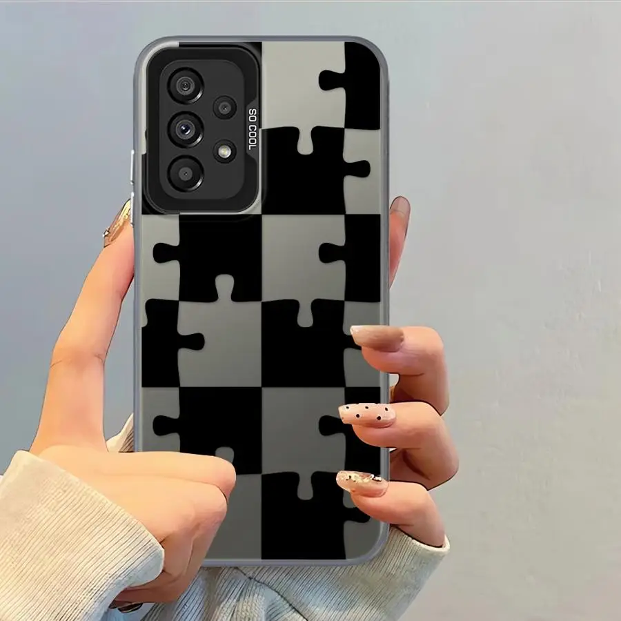 Funda para Samsung Galaxy A06 A15 A12 A11 A04e A03 A14 A16 A02 A50 A13 A20s funda trasera para teléfono divertido rompecabezas negro - imagen 4