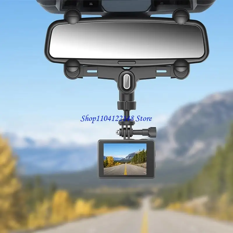 P9FA 360 grados soporte soporte automóvil ajustable para cámaras deportivas retrovisor soporte espejo con estabilidad - imagen 5