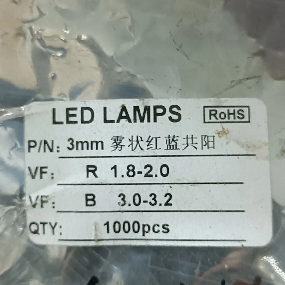 1000 Uds 3mm 5MM redondo transparente/niebla LED lámpara bicolor F3 ánodo común/cátodo LED 3 pines diodo emisor de luz rojo y amarillo azul y verde - imagen 5