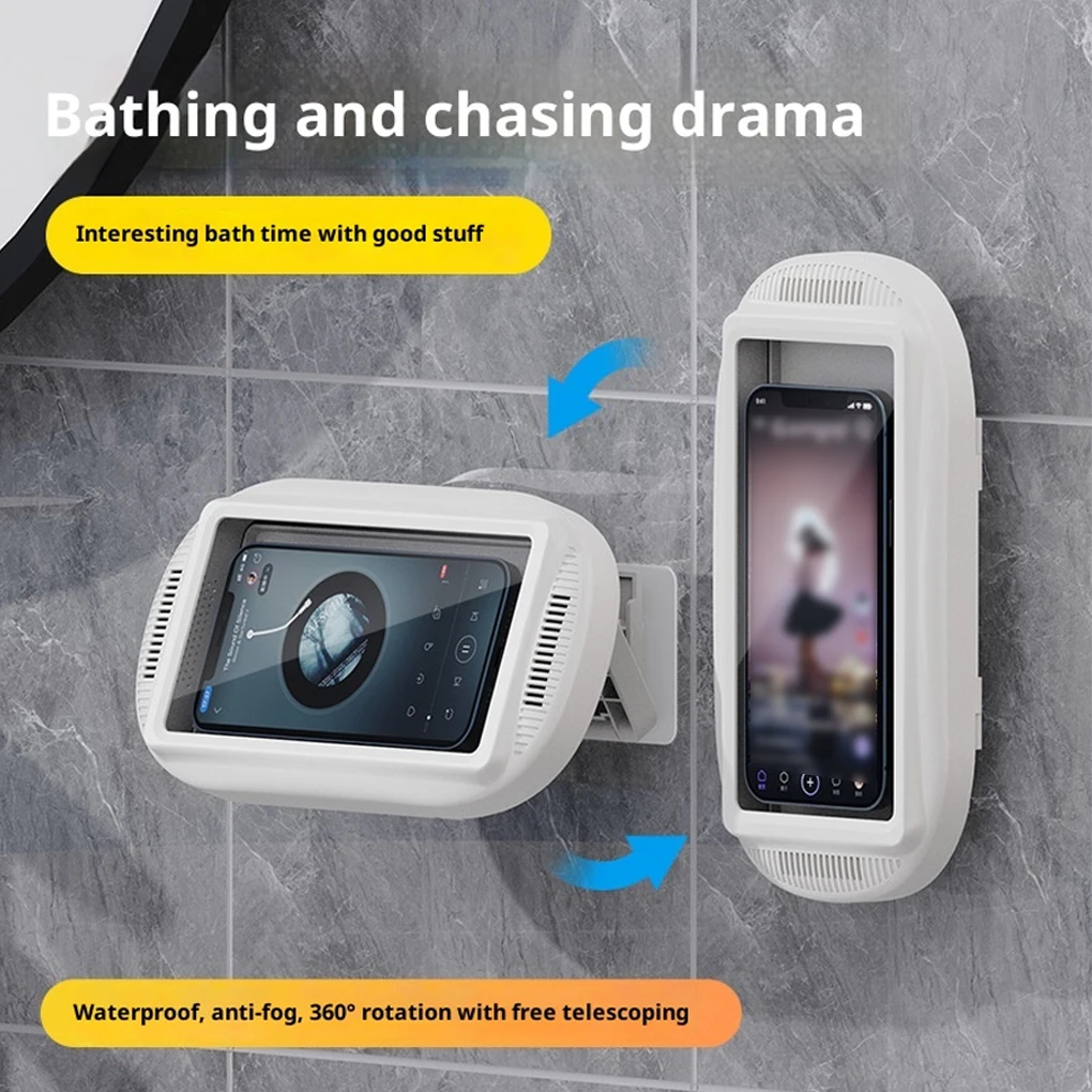 Soporte para teléfono de ducha impermeable Sound 360 °   Soporte ajustable Soporte de ducha impermeable transparente Agujeros de altavoz Impermeable