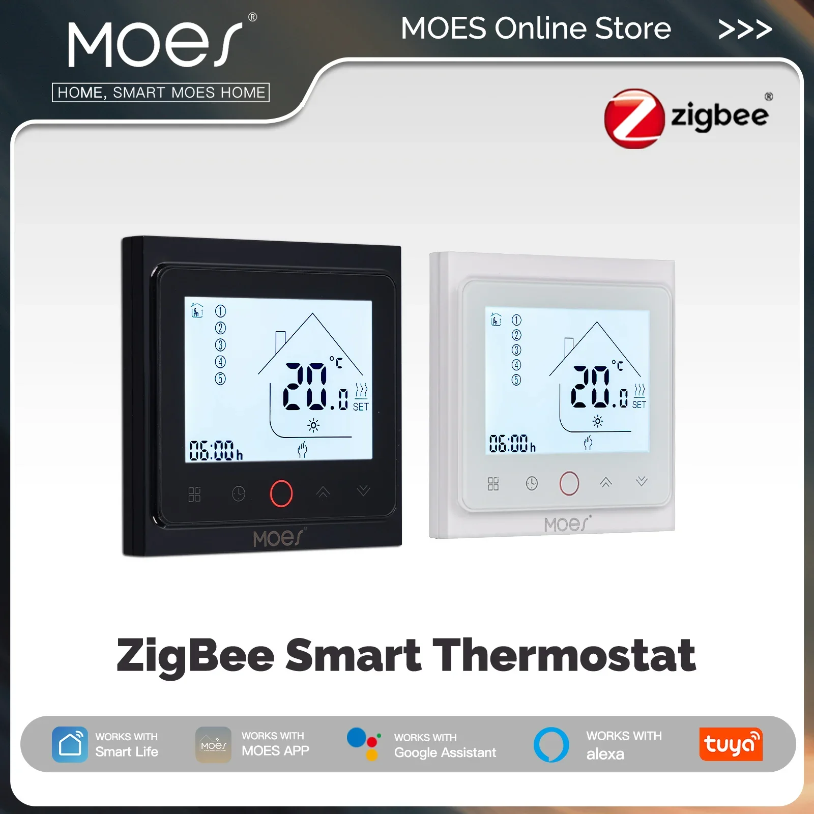 MOES Tuya ZigBee termostato inteligente Control de temperatura ambiente agua/calefacción eléctrica de suelo caldera de Gas funciona con Alexa Google Home