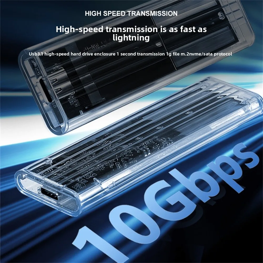 Caja M.2 NGFF/NVME PCIe SATA SSD, carcasa externa transparente, USB tipo C 3,1, 10Gbps, M2 B + M Key/M Key para caja de disco duro SSD de 4TB - imagen 3
