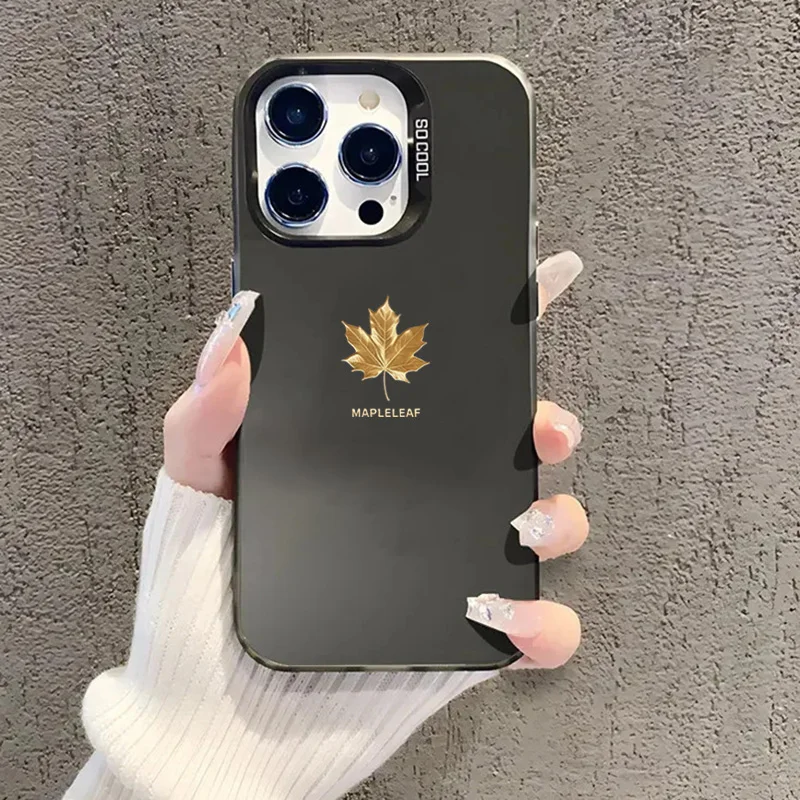 Funda de teléfono plateada con diseño de hoja de arce dorada para Xiaomi Mi 15 14 13 12 13T 14T Pro 11 Lite NE Poco X5 X6 M6 Pro - imagen 4