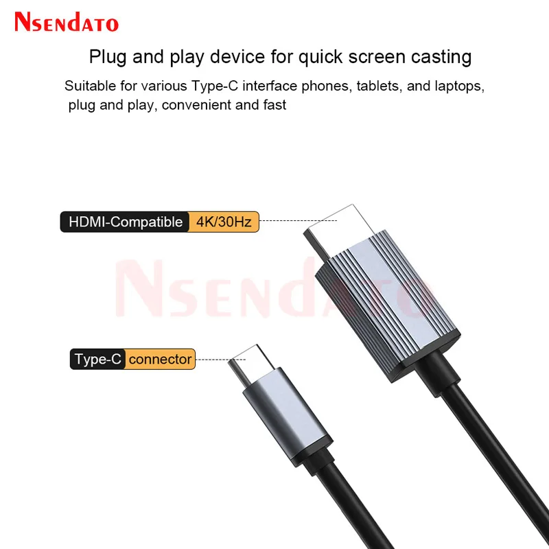 Adaptador de pantalla 4K L17 USB tipo C a HDMI, Compatible con pantalla con Cable para compartir TV, Dongle Stick para TV, iPhone 15, Cable de teléfono, Monitor de PC - imagen 5