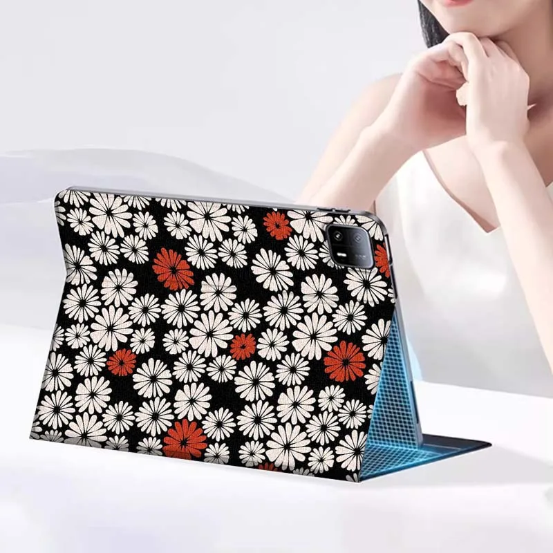 Arte Retro crisantemo rosa para Xiaomi Redmi Mi Pad 2 4 5 6 6s 7 8 11 12,5 12,4 11,2 8,7 SE Pro Plus Max funda para tableta - imagen 5