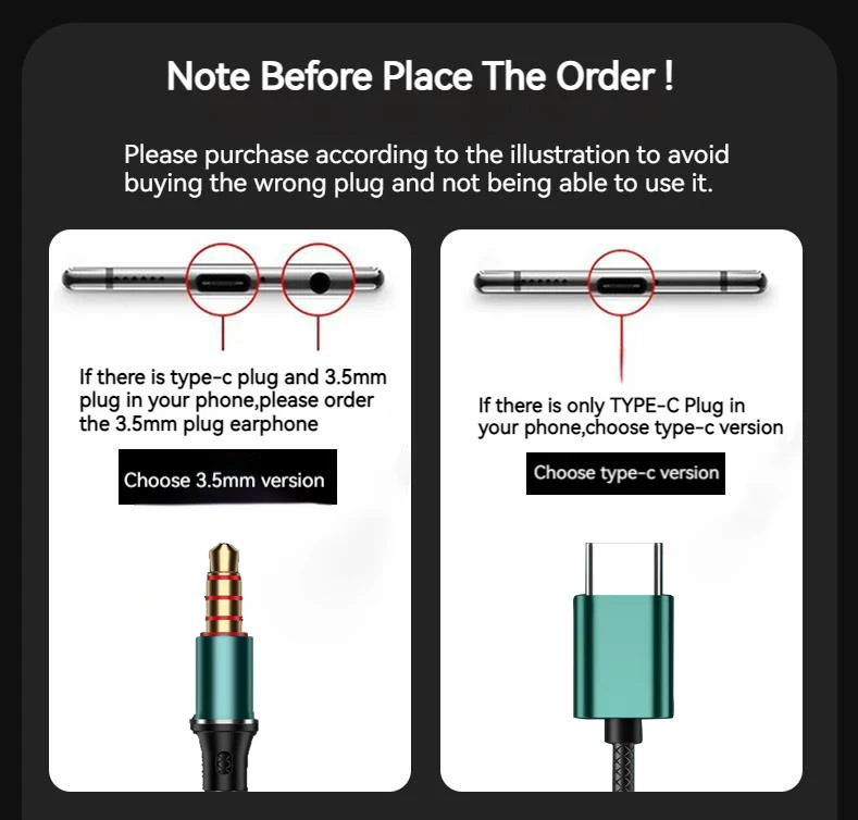 Auriculares intrauditivos con cable estéreo HIFI tipo C y 3,5mm de graves pesados con micrófono, auriculares para jugadores con reducción de ruido para Samsung - imagen 3