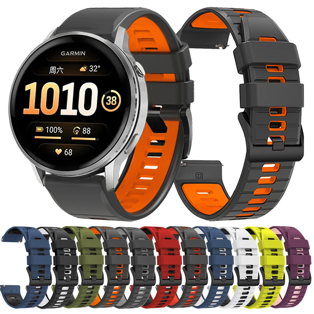 Correa de silicona de 22mm y 20mm para Garmin Forerunner 265 165 570 645, banda suave para Garmin Venu sq 2 3 4 Vivoactive 6, pulsera deportiva