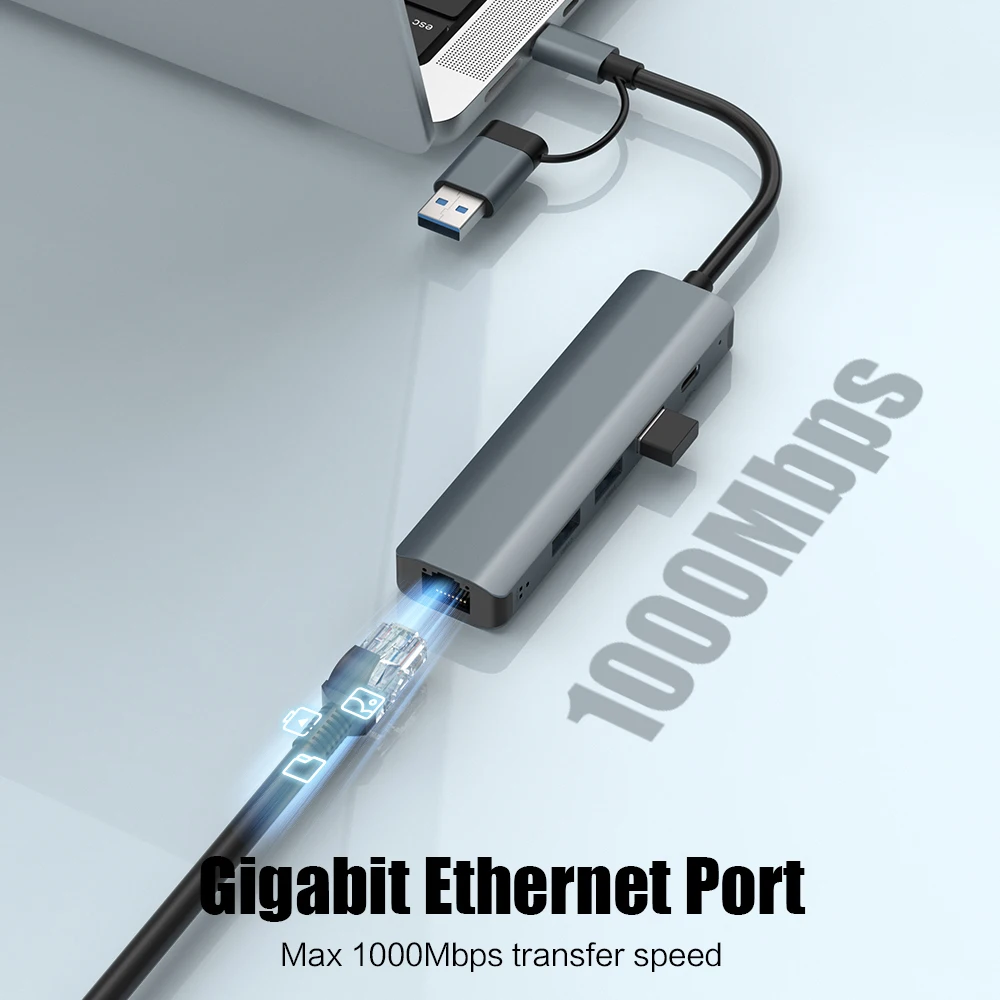 Hub USB-C 3.0 con Ethernet Gigabit y puertos USB-A para MacBook Pro - imagen 5