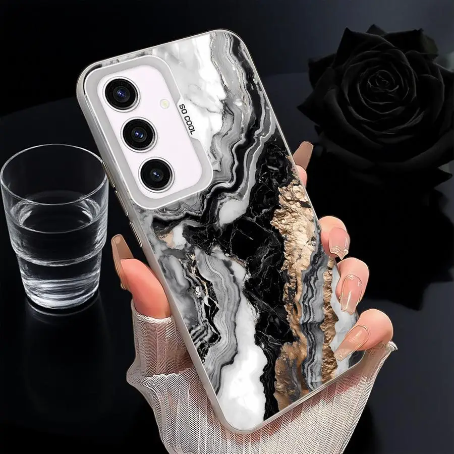 Funda trasera de mármol con flores para Samsung Galaxy A22 A52 A73 A53 A24 A26 A33 A34 A36 A32 A25 A23 - imagen 4