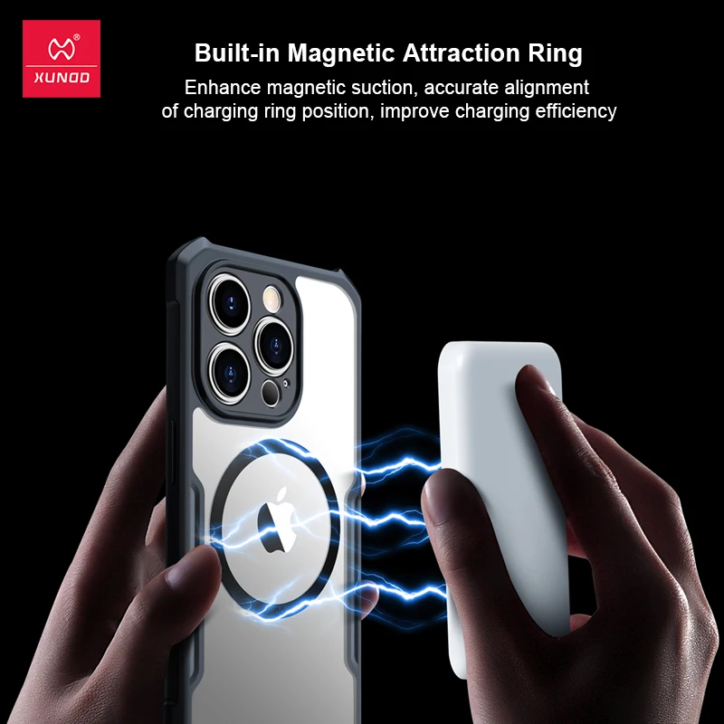 Funda magnética de carga inalámbrica para iPhone 14 Pro Max, carcasa trasera transparente a prueba de golpes para iPhone 13 Pro Max, Xundd - imagen 2