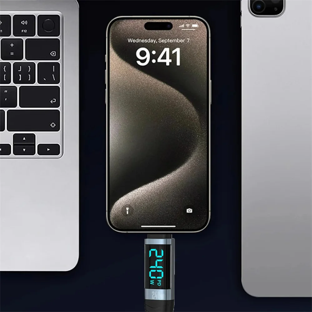 Cable de pantalla Digital de carga súper de 240W tipo C a tipo C Cable de datos USB C de 0,5 m-2m para Iphone 15 16 Samsung s24 s23 Huawei Xiaomi - imagen 5