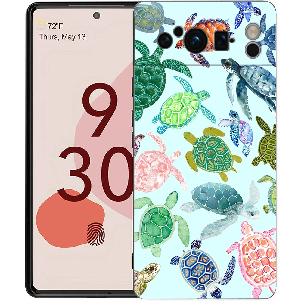 Funda de teléfono con tema Ocean Life para Google Pixel 10 9 8 7 6 Pro XL 9A 8A 6A 7A 5G, funda negra de TPU suave a prueba de golpes - imagen 5