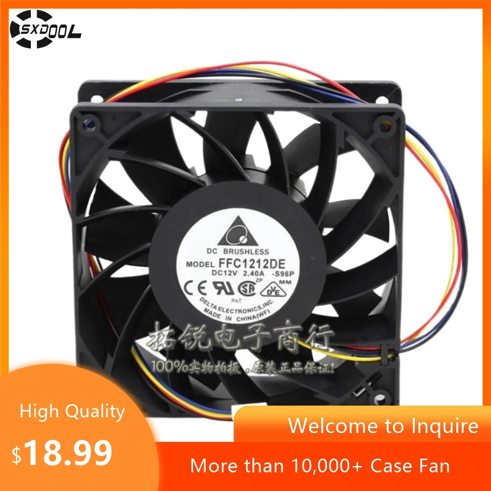 Ventilador de alta velocidad de 120mm para Delta FFC1212DE 120x120x38mm DC 12V 2.4A ventilador de refrigeración de alto flujo de aire PWM de doble bola - imagen 2