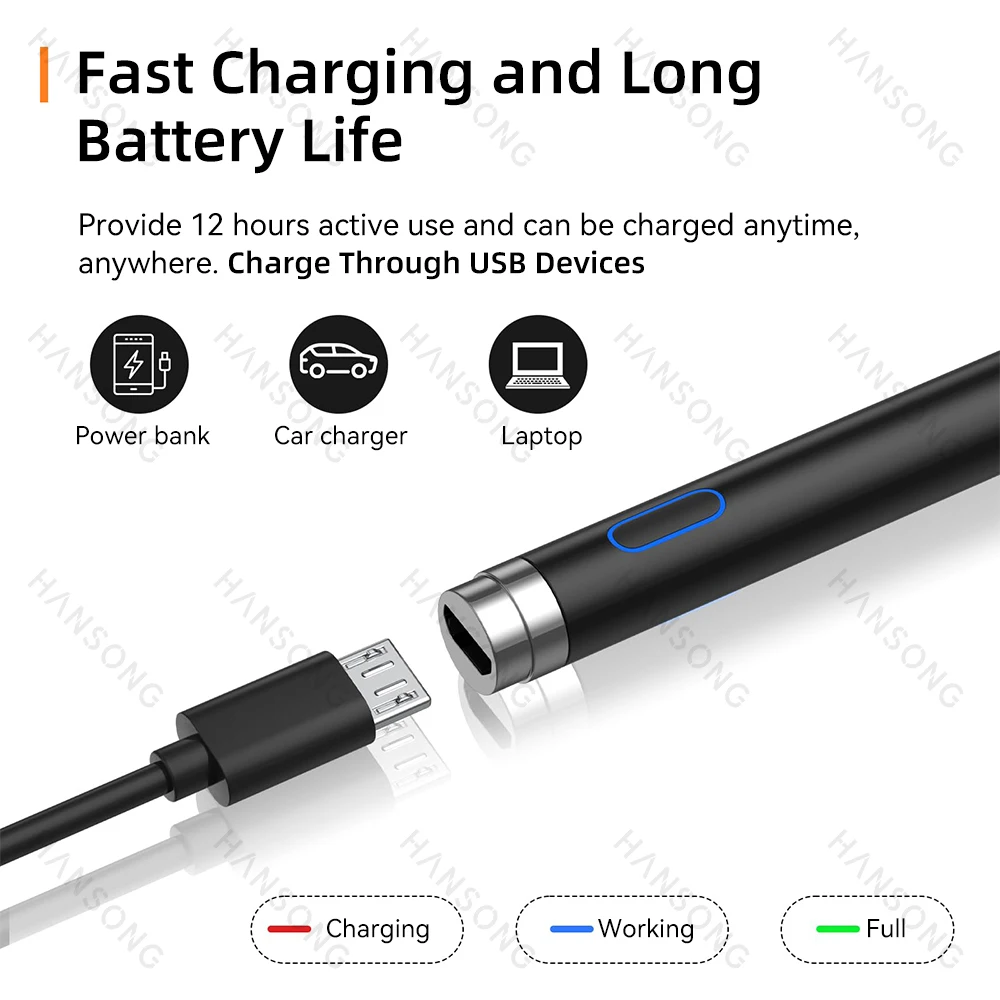 Lápiz óptico activo para pantallas táctiles iOS y Android, lápiz óptico recargable para iPad, iPhone, teléfono móvil, tableta Xiaomi, bolígrafo de dibujo y escritura - imagen 5
