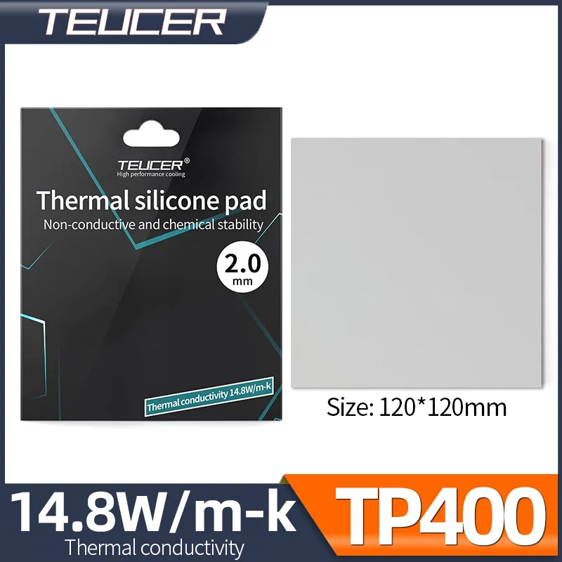 Teucer TP400 14,8 W/mk disipación de calor almohadilla de grasa térmica de silicona de alta calidad CPU/GPU tarjeta gráfica refrigeración por agua 120x120mm