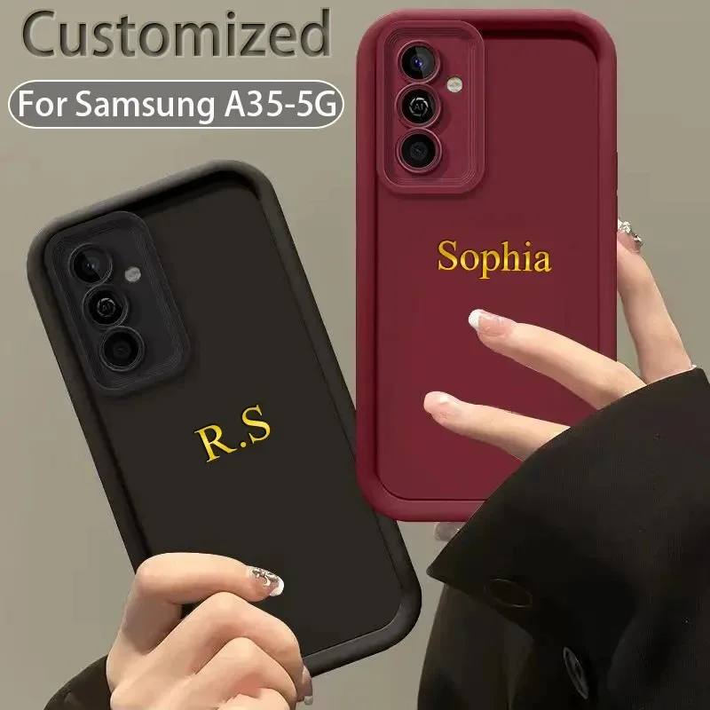 Funda personalizada con nombre, iniciales grabadas en 3D, letras doradas, para Samsung Galaxy A35, A34, A33, A32, A31, 4G, 5G - imagen 3