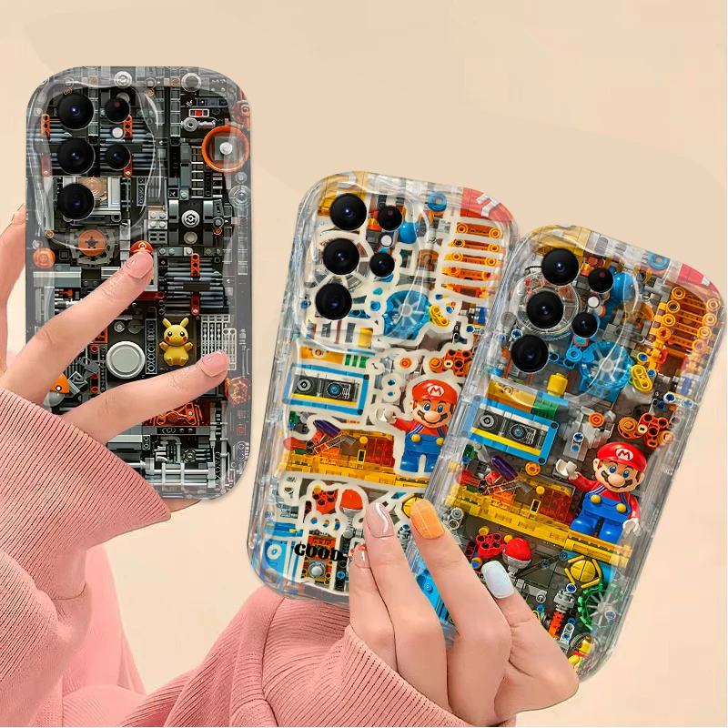 Funda de bloques de construcción m-marios Wave para Samsung Galaxy S24 Ultra S23 S22 Plus S21 S20 FE A25 A55 A35 A15 A16 A05 A05S A06 - imagen 2