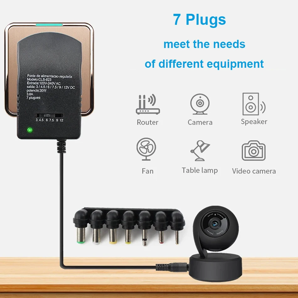 Adaptador ajustable cargador de fuente de alimentación multi voltaje CA 220V a CC 3V 4,5 V 6V 7,5 V 9V 12V UE EE. UU. Adaptador convertidor enchufe 7 30W - imagen 2