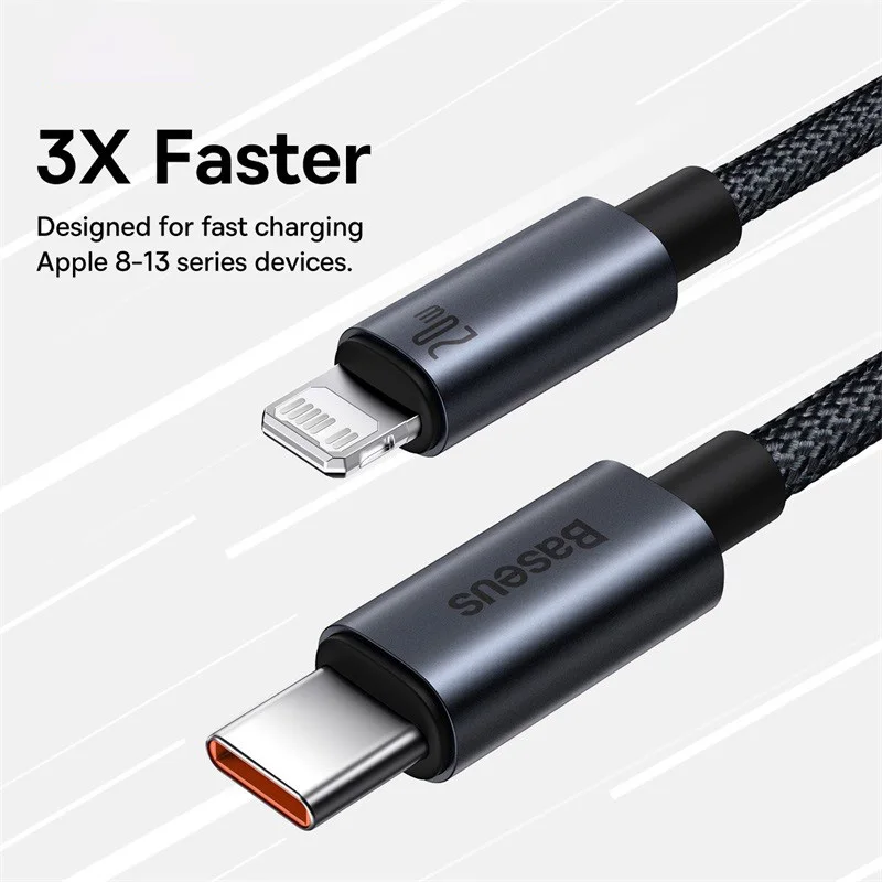 Cable Baseus PD 20W USB C para iPhone 13 12 11 pro max Cable iPhone carga rápida para iPhone X XR 8 USB tipo C a Cable Lightning - imagen 2