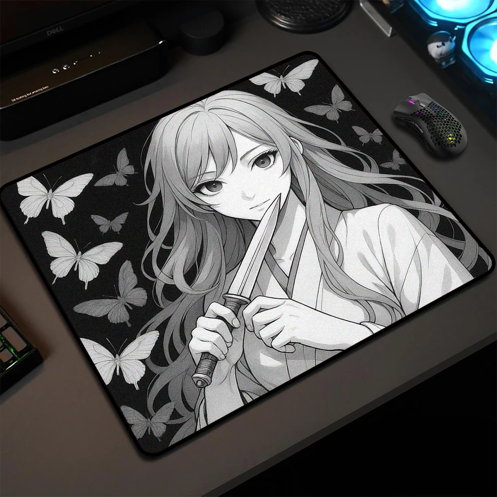 Alfombrilla de ratón de Anime Warrior Girl e-sports, alfombrilla de ratón para juegos de equilibrio, alfombrilla de ratón de ordenador con impresión HD, alfombrilla de escritorio para teclado profesional