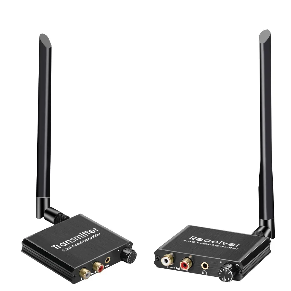 Receptor y transmisor de 50m y 2,4 GHz, adaptador de Audio inalámbrico de 5,8G, sistema de sonido con Control de volumen para altavoz subwoofer RCA R/L de 3,5mm - imagen 4