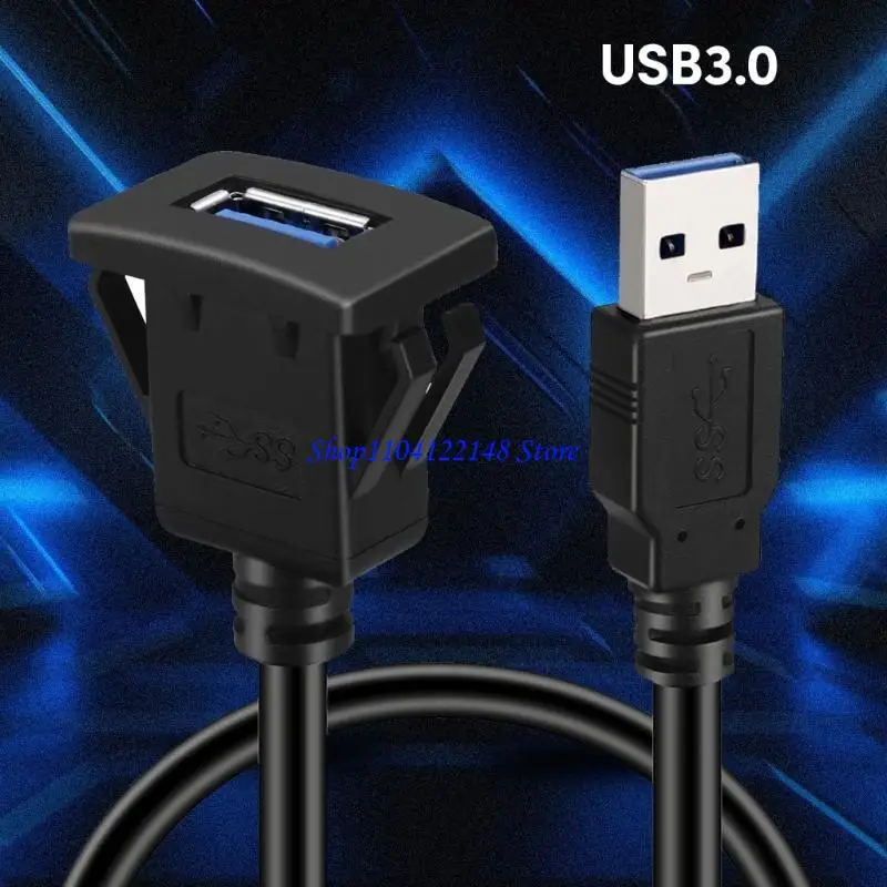 Cable empotrado montaje en coche USB3.0 cuadrado impermeable P9FA para ampliar las entradas del salpicadero del coche - imagen 3