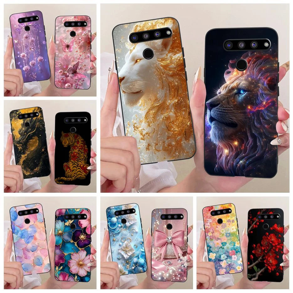 Para LG V50 ThinQ 5G funda LM-V500N lindo León moda cubierta pintada para LG V50S ThinQ 5G funda de silicona suave para LG V40 ThinQ Shell