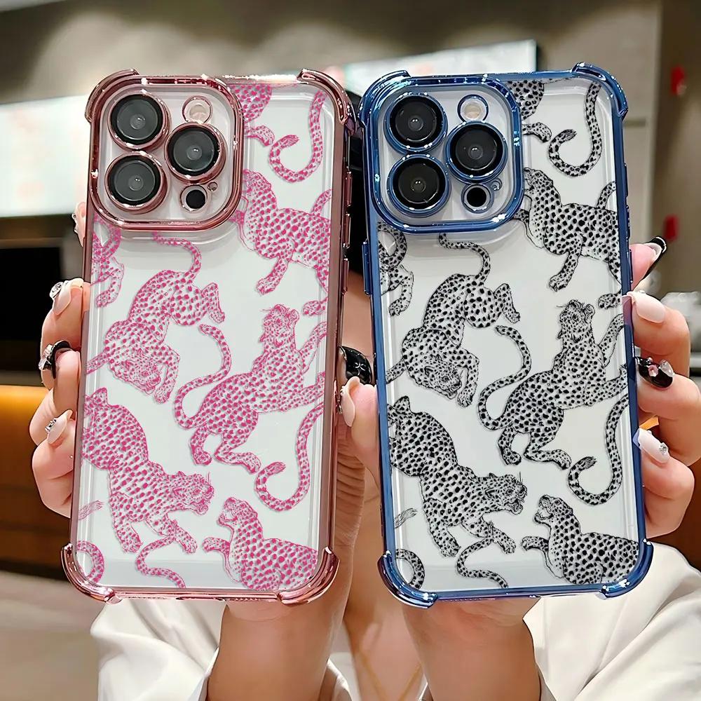 Funda chapada de lujo con estampado de leopardo rosa para vivo V29e Y200 V27 S16 T1 S15 V25 V23 S12 Y38 Y28 Y03 Y17s Y78 Y36 Y27 4G 5G