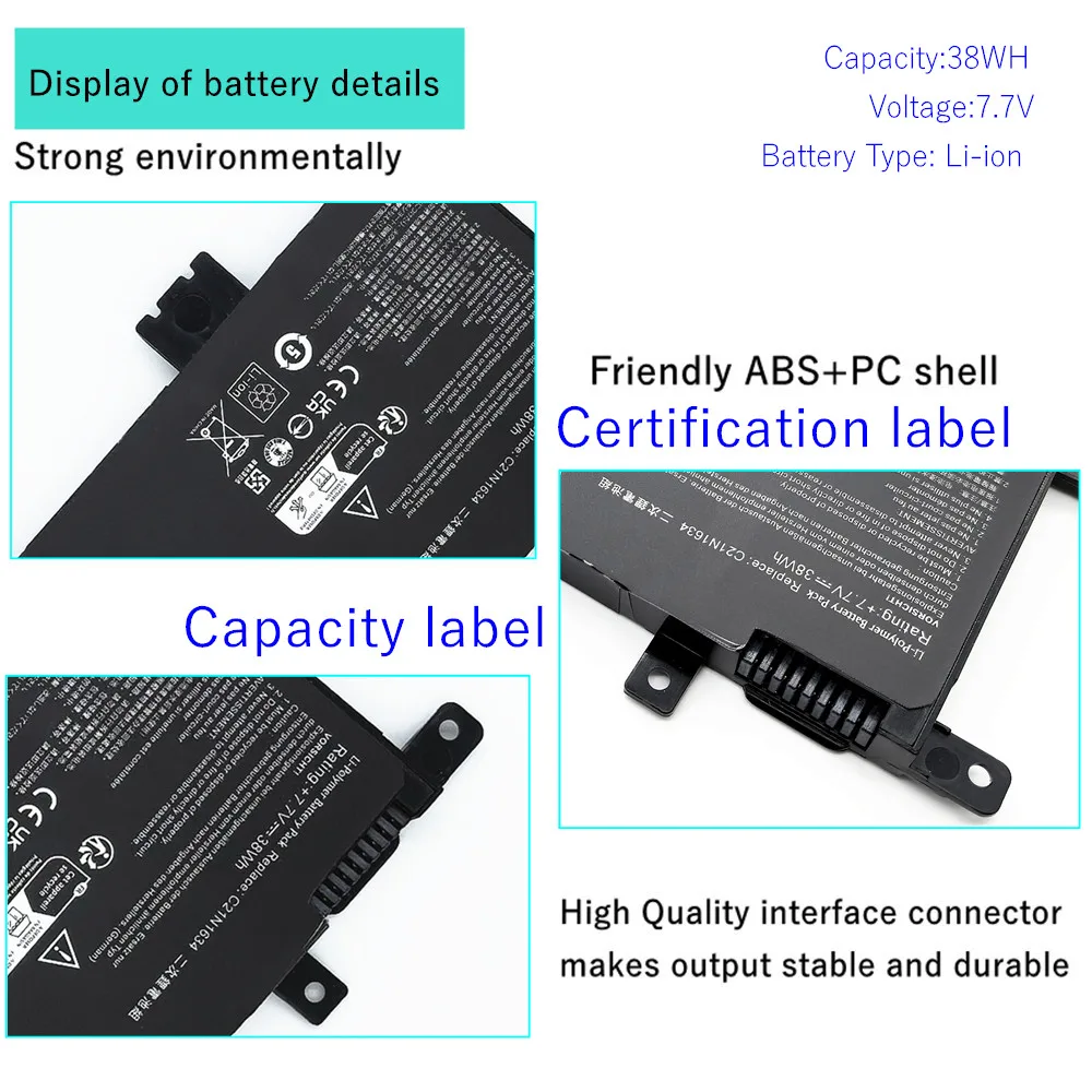 C21N1634 batería del ordenador portátil para ASUS VivoBook R542U R542UR X542U FL5900L FL8000L A580U X580U X580B 2ICP4/59/134 - imagen 4