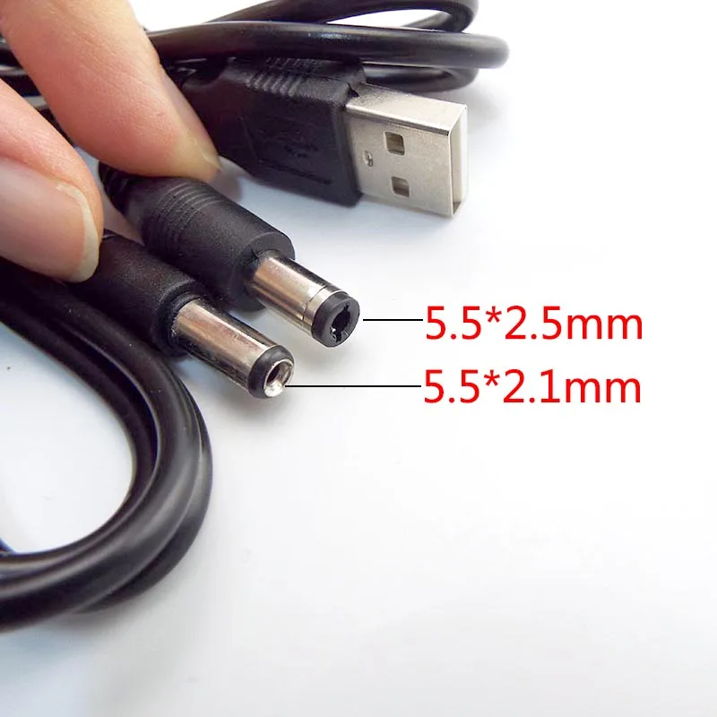Conector de alimentación USB 2,0 tipo A macho a CC de 0,8 m para dispositivos electrónicos pequeños Cable de extensión Usb 5,5*2,1mm conector de 5,5*2,5mm - imagen 2