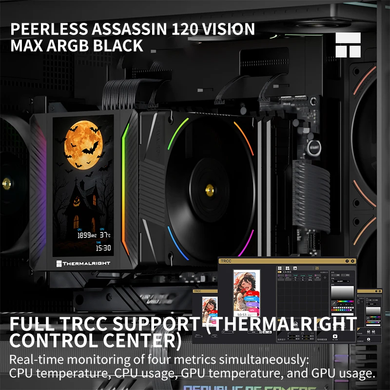 Thermalright Peerless Assassin 120 VISION MAX AGHP 5,0 6*6MM tubo de calor pantalla de 5 pulgadas enfriador de CPU refrigerado por aire para LGA1851/1700 AM5 - imagen 5